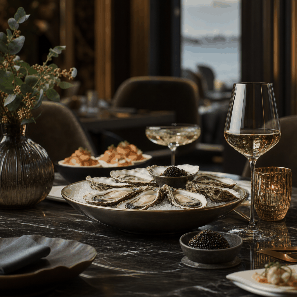 Elegant menu , caviar ...
