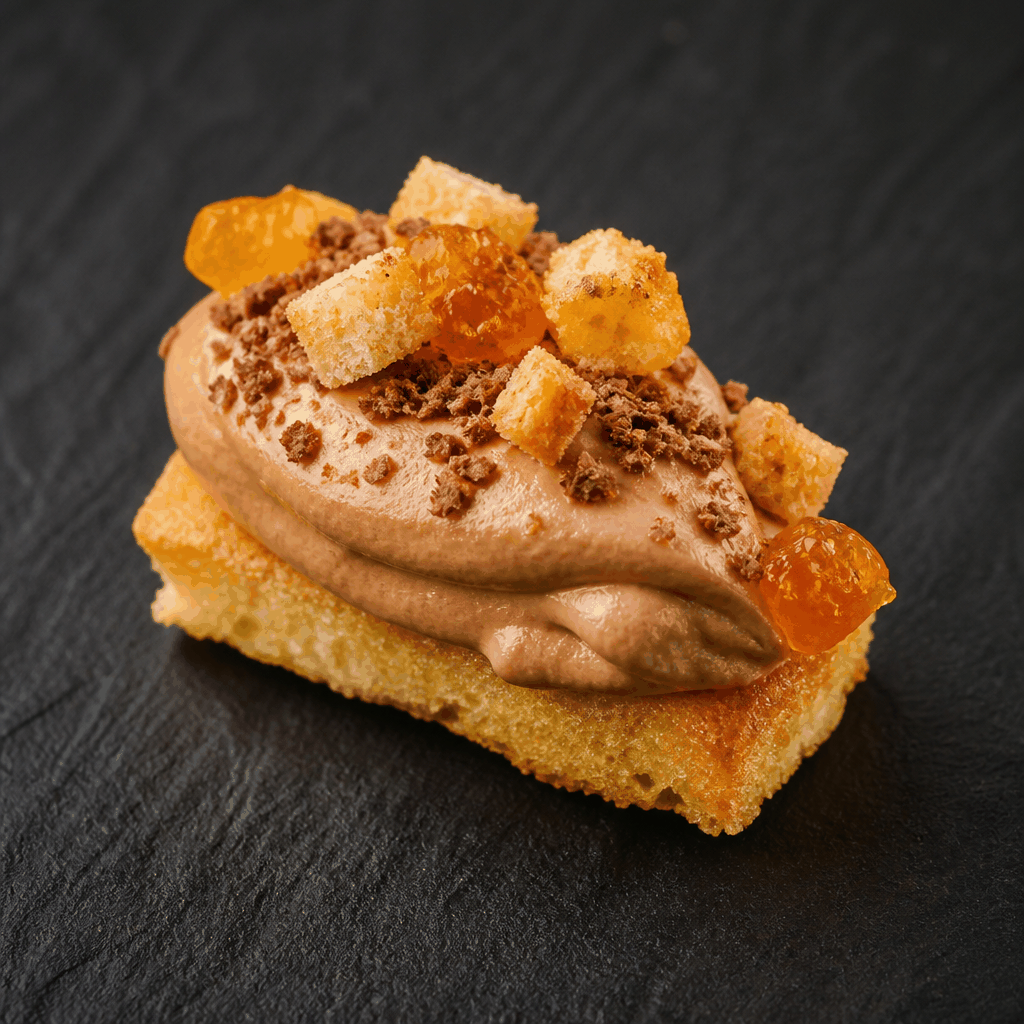 Duck Liver Mousse, Apricot, Cocoa & Crouton (per piece)