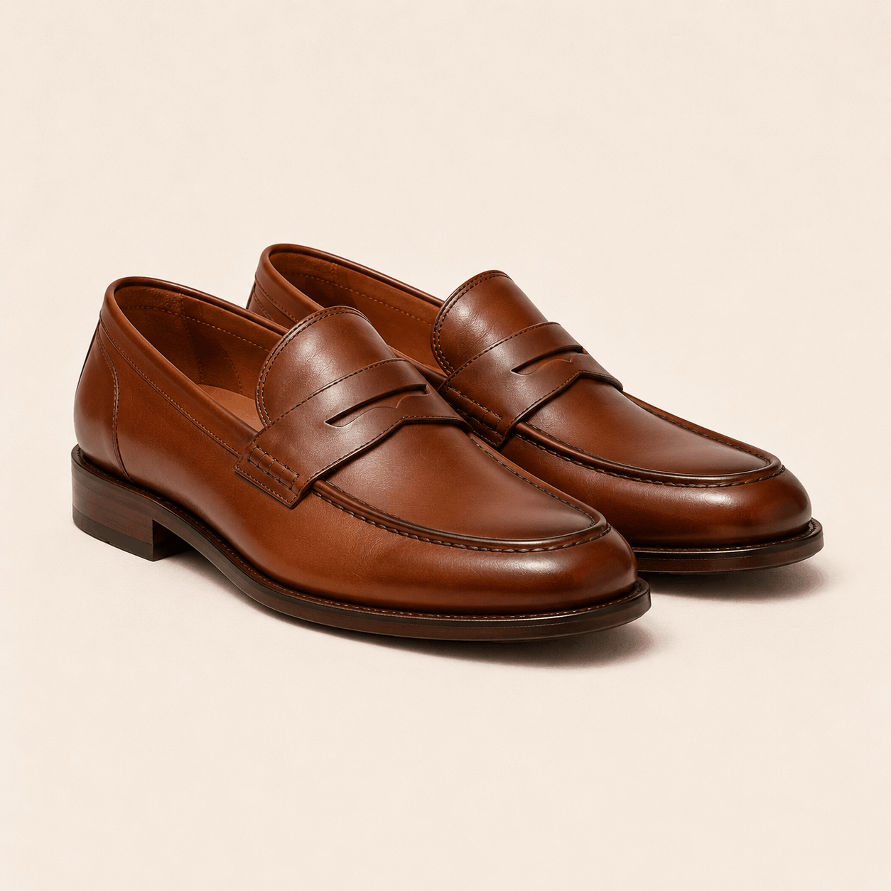 Brown leather loafers